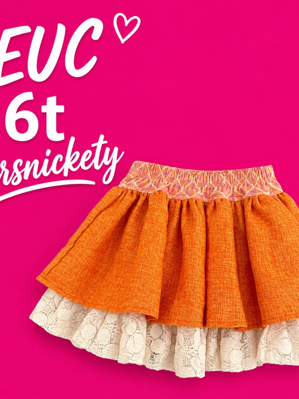 Persnickety Orange Layered Lace Hem Skirt